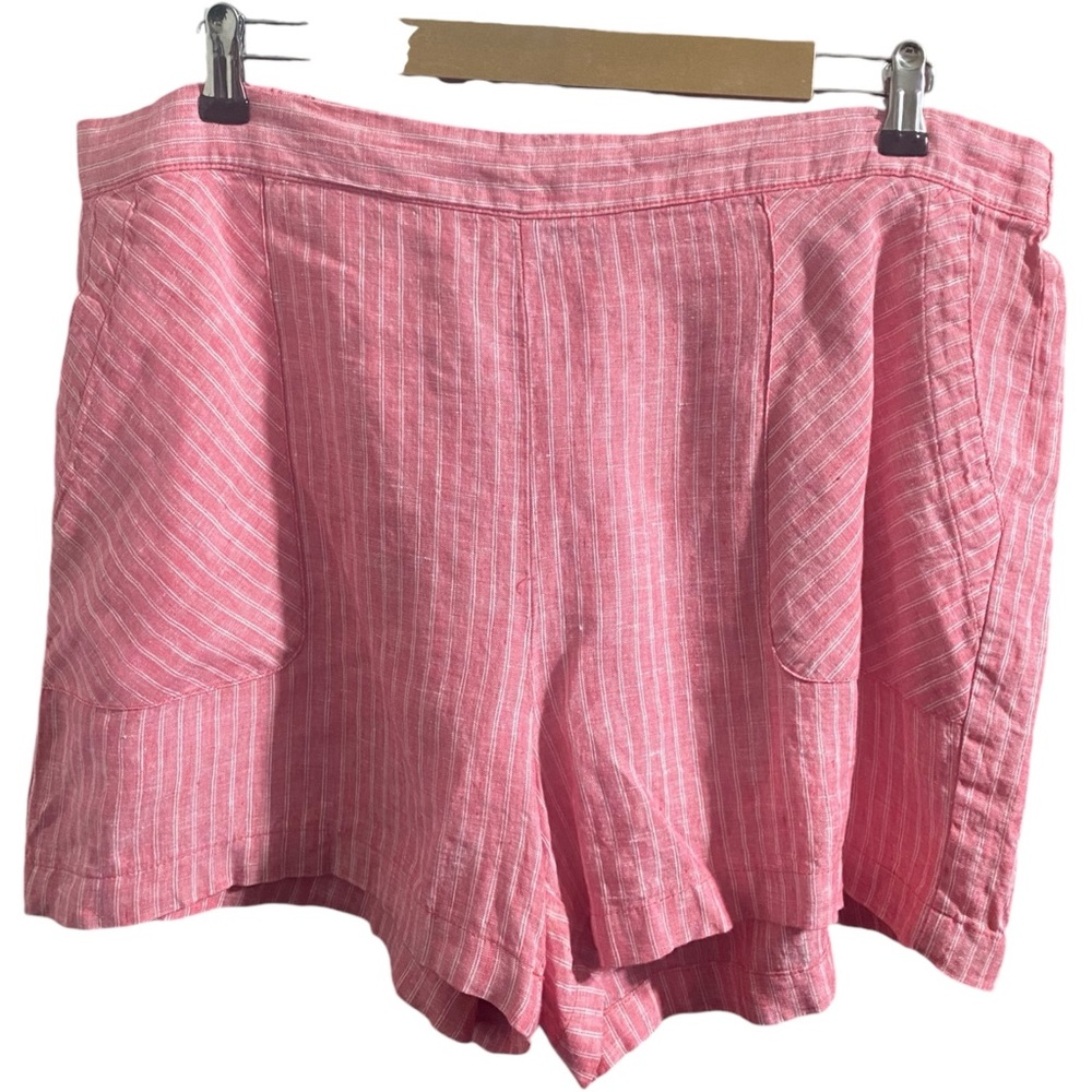 Ellen Tracy Linen Pullover Stripe Pink White Short XL